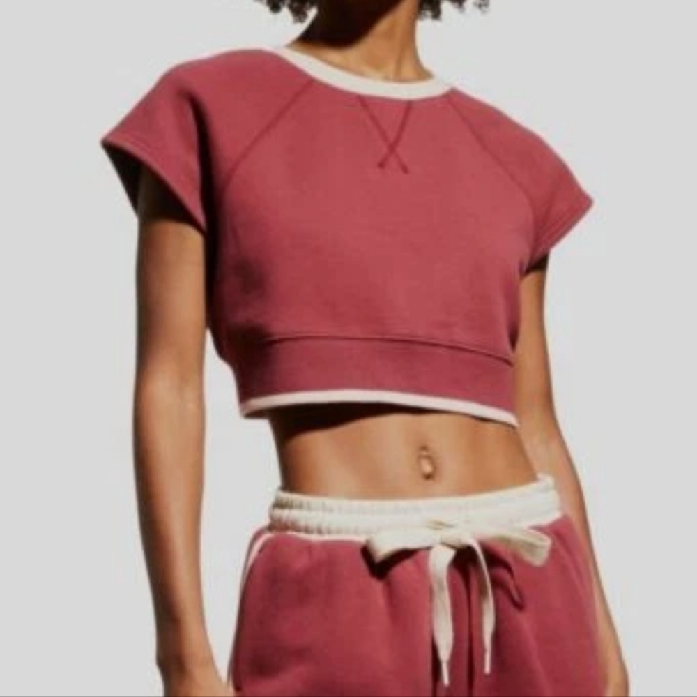 The Upside Banksia Brooklyn Organic Cotton Maroon Crop Top Size Medium